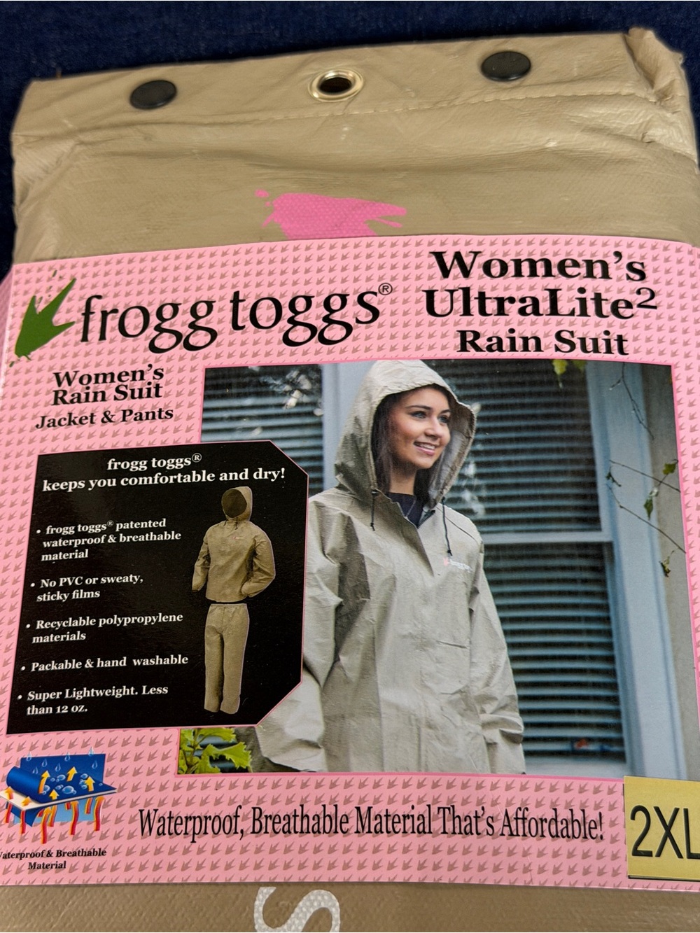 NEW Frogg Toggs UltraLite2 Women’s Rain Suit 2XL Waterproof Packable Khaki - Picture 5 of 6